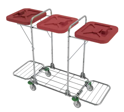 VK 120 - 3R vozík na třídění odpadu a prádla, ruční otevírání plast - VK - červený